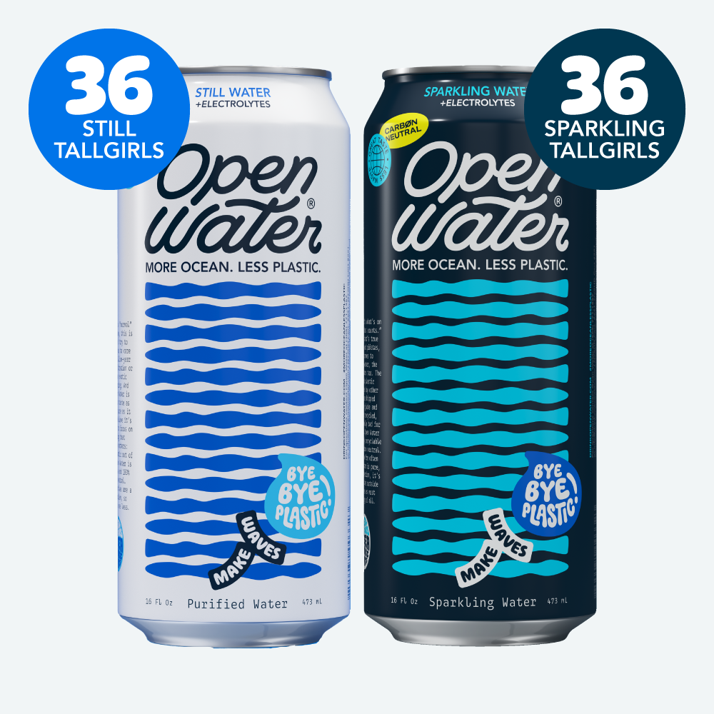 Open Water Still and Sparkling 16oz Tallgirl cans 36 count of each