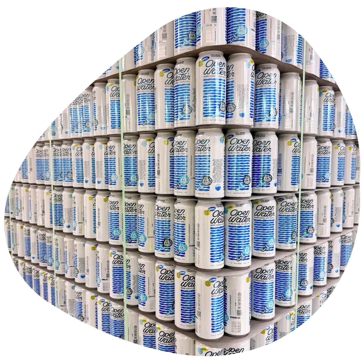 pallet of empty pen Water still Tallgirl cans